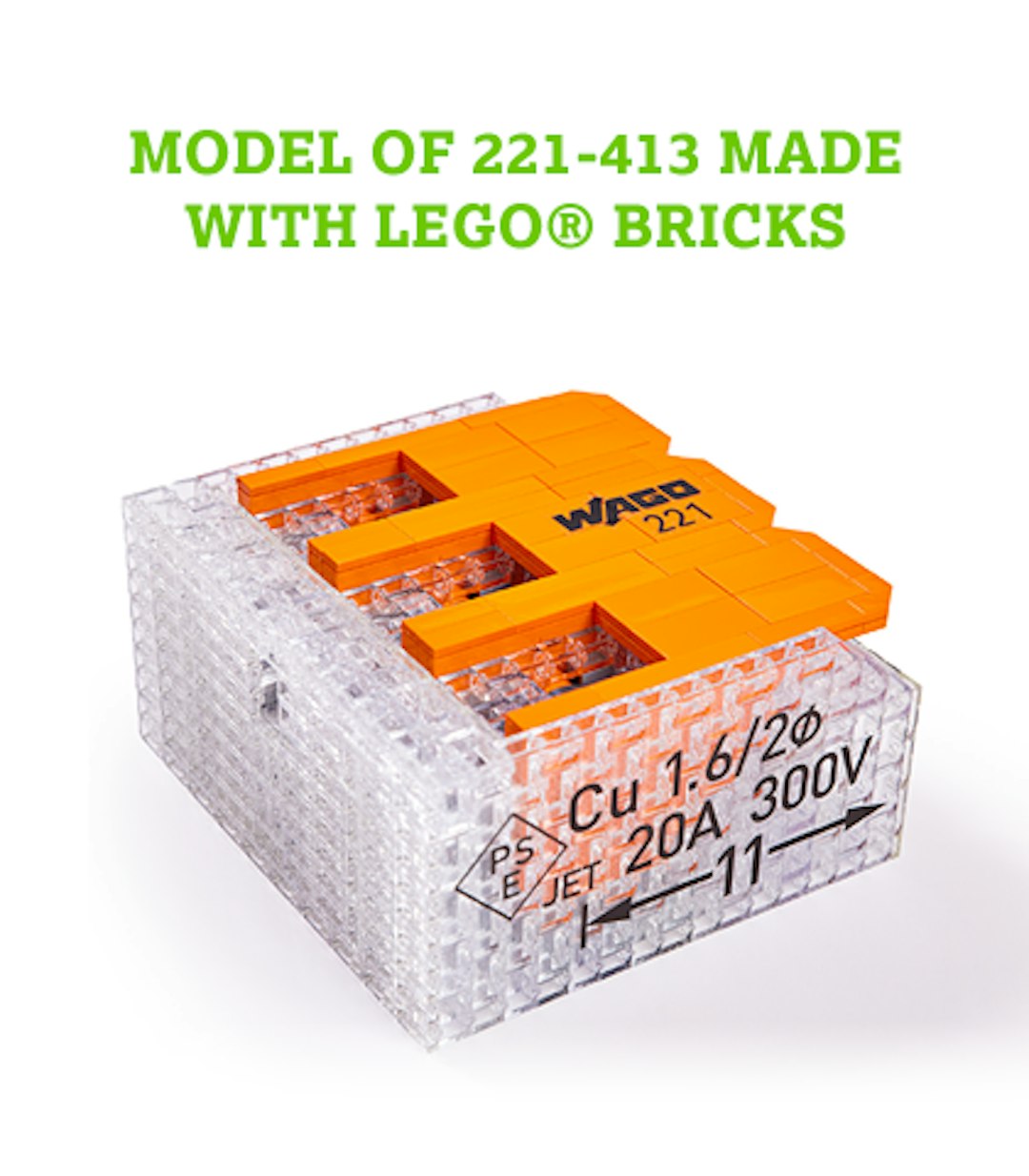 Wago 221-413 model made with Lego bricks