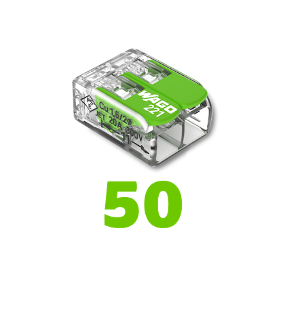 50 boxes of green connectors